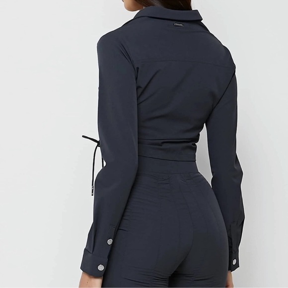 ‼️WOW‼️Maniere de Voir ruched detail shirt- navy blue- AND matchING pants ‼️ - Picture 6 of 13